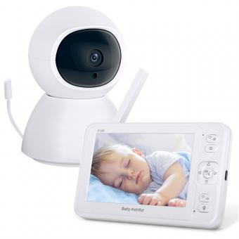 5 pollici 1080P HD Babyphone con fotocamera con audio a 2 vie e modalità vox WiFi indipendente, supporto per registrazione e riproduzione