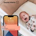 1080P HD WiFi -itkuhälytin äänen- ja liikkeentunnistuksella, sisäkäyttöön tarkoitettu kodin turvakamera liikkeenseurannalla, lämpötilan valvonnalla ja kehtolaululla, 64 Gt:n muistikortilla