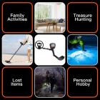 Metalldetektor, fyra driftlägen, justerbar precision, 10 tums vattentät detekteringspanel