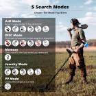 Metalldetektor för vuxna Professionell - Uppdaterad professionell gulddetektor för skattjakt, 10" sökspole 5 detekteringslägen IP68 vattentät, starkt minnesläge, hög noggrannhet, med hörlurar