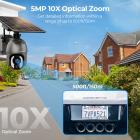 4G trådløst sikkerhedskamera med 10X optisk zoom 5MP 2K fuld farve 8W 10400mAh solenergi