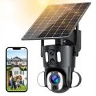 WiFi Beveiligingscamera met Zonnepaneel en Accu, 2-Weg Audio, Dual-Lens 2K en Nachtzicht