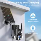 WiFi Beveiligingscamera met Zonnepaneel en Accu, 2-Weg Audio, Dual-Lens 2K en Nachtzicht