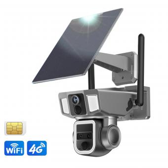 Cámara de Seguridad Celular Compatible con 4G y WiFi, Zoom Óptico 10X, Doble Lente, Alimentada por Energía Solar Kentfaith