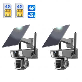 Caméras de Surveillance cellulaire Support 4G & WiFi, Zoom Optique 10X, Double Lentille, Alimenté par Énergie Solaire, Caméras de Surveillance Kentfaith