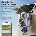 4G Cellular Sikkerhetskamera med 6MP, Dobbel Linse, Solcelledrevet, 360° Live View, Farge Nattsyn Kentfaith