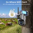 Caméras de Surveillance cellulaire 4G avec 6MP, double objectif, camera 4g solaire, vue en direct 360°, vision nocturne couleur, Caméra de sécurité Kentfaith