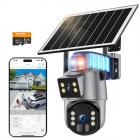 Cámara de seguridad WiFi con 6MP, doble lente, alimentación solar, vista en vivo 360°, visión nocturna en color Kentfaith