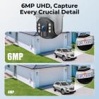 Cámara de seguridad WiFi con 6MP, doble lente, alimentación solar, vista en vivo 360°, visión nocturna en color Kentfaith