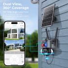 WiFi-sikkerhedskamera med 15X hybrid zoom, tre linser, 6MP, dobbeltvisning, solcelledrevet, 360° livevisning, farvenatvision, Kentfaith