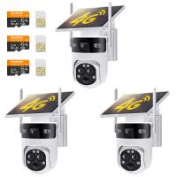 4G Cámara de Seguridad Solar Inalámbrica para Exteriores con 3 Lentes, Video Full HD 6MP, Vista Pan/Tilt 360°, Cámara de Seguridad para el Hogar con Visión Nocturna en Color, Fácil de Instalar, Alarma PIR, 3 Piezas, Kentfaith