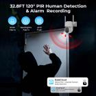 Solart overvåkningskamera utendørs, 500GB lokal lagring kamerasystem, ingen månedlig avgift, 2.4/5.8G WiFi & offline hotspot, farge nattsyn, 360 graders utsikt, pan & tilt, PIR menneskedeteksjon, Kentfaith