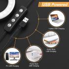 4" USB-virralla toimiva rengas, monitoiminen täyttövalo, jossa on klipsi ja jalusta videoneuvotteluvalaistussarja kannettaville tietokoneille, kaksivärisen lämpötilan säätö, suoratoistoon, videotallennukseen, meikkiin