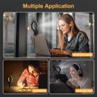 4" USB-virralla toimiva rengas, monitoiminen täyttövalo, jossa on klipsi ja jalusta videoneuvotteluvalaistussarja kannettaville tietokoneille, kaksivärisen lämpötilan säätö, suoratoistoon, videotallennukseen, meikkiin