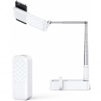 Mini luce ad anello LED da scrivania portatile, 3200-5500K con batteria da 1000 mAh per streaming live, trucco, YouTube, TikTok, luce ad anello LED dimmerabile per telefoni iPhone e Android