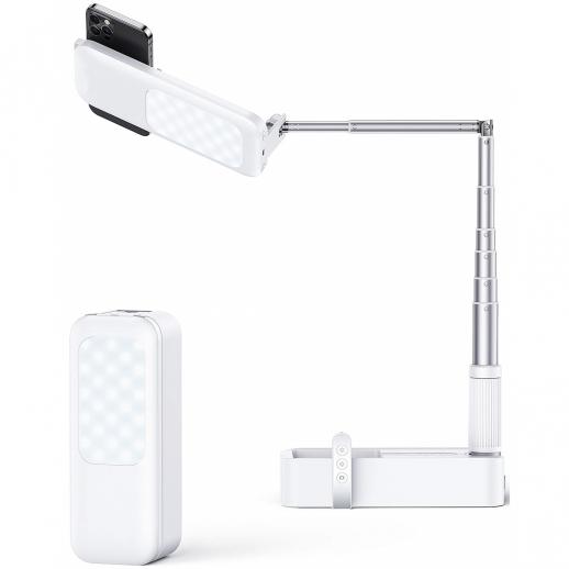 Mini luce ad anello LED da scrivania portatile, 3200-5500K con batteria da 1000 mAh per streaming live, trucco, YouTube, TikTok, luce ad anello LED dimmerabile per telefoni iPhone e Android