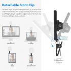 Videokonferencelyssæt med klip og telefonholder til iPhone/tablet/laptop, dæmpbar CRI 95+ med 3 lystilstande, indbygget 2000mAh batteri til zoomopkald/fjernarbejde/livestreaming/selfie