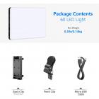 Videokonferencelyssæt med klip og telefonholder til iPhone/tablet/laptop, dæmpbar CRI 95+ med 3 lystilstande, indbygget 2000mAh batteri til zoomopkald/fjernarbejde/livestreaming/selfie