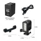 Luce subacquea, luce di riempimento video LED impermeabile dimmerabile ad alta potenza, adatta per action cam Hero 8 7 6 5 5S 4 4S 3+/3/2 SJCAM/Xiaoyi ecc.