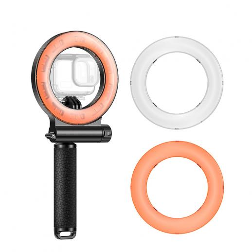 LED undervannslys, vanntett 40 m dykkerfyllingslys, IPX8 vanntett blitsringlys, 3 moduser, med 30 lysdioder, for GoPro Hero 6/5/4/3/3/2/1 SJCAM og andre actionkameraer