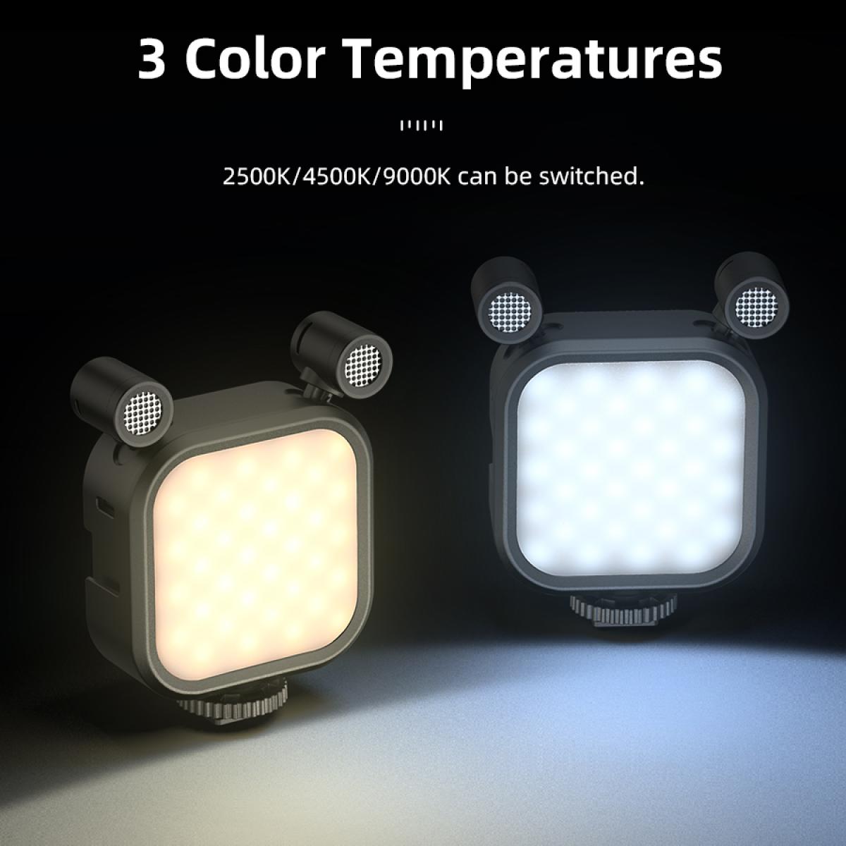 Luce video RGB portatile, luce per fotocamera a LED 2 in 1 con doppio microfono stereo, luce per fotografia a colori a 360°, 2000 mAh ricaricabile, CRI 95+, 2500-9000 K, luce di riempimento del pannello dimmerabile