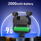 Luce video RGB portatile, luce per fotocamera a LED 2 in 1 con doppio microfono stereo, luce per fotografia a colori a 360°, 2000 mAh ricaricabile, CRI 95+, 2500-9000 K, luce di riempimento del pannello dimmerabile