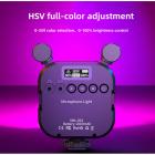 Luce video RGB portatile, luce per fotocamera a LED 2 in 1 con doppio microfono stereo, luce per fotografia a colori a 360°, 2000 mAh ricaricabile, CRI 95+, 2500-9000 K, luce di riempimento del pannello dimmerabile