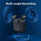 Luce video RGB portatile, luce per fotocamera a LED 2 in 1 con doppio microfono stereo, luce per fotografia a colori a 360°, 2000 mAh ricaricabile, CRI 95+, 2500-9000 K, luce di riempimento del pannello dimmerabile