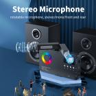 V02-mikrofonivalo, 2 in 1 -LED-kameran täyttövalo kahdella stereomikrofonilla, 360° täysivärinen valokuvavalo, 4000 mAh ladattava, CRI 95+, 2500-9000K, himmennettävä paneelin täyttövalo