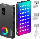 RGB ha condotto la luce, Pocket Video Light LED Fill Light Panel 2500K-9000K dimmerabile 24 effetti CRI95 + batteria incorporata con l'adattatore della scarpa fredda per Vlog Live Streaming Video Conference Prodotto