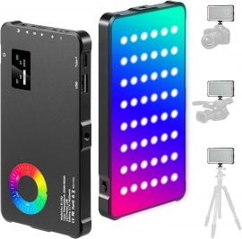 RGB led lys, lomme video lys LED fyld lys panel 2500K-9000K dæmpbar 24 effekter CRI95 + indbygget batteri med koldsko adapter til Vlog Live Streaming videokonference Produkt