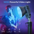 RGB LED Videolys med 27000mAh 97Wh batteri, 360° fullfarge, 2700K-6500K, TLCI≥97, CRI≥95, 33980 Lux/0.5m, Bowents-festet, Kentfaith