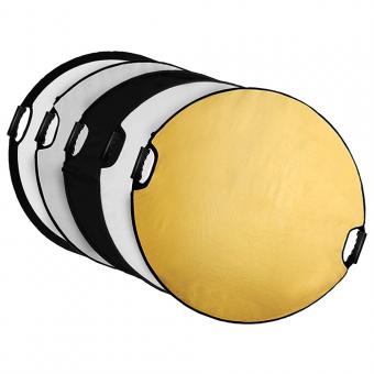 Riflettore circolare 5 in 1 Riflettore/diffusore portatile pieghevole da 43 pollici/110 cm con impugnatura e custodia per il trasporto, adatto per studio fotografico e illuminazione per esterni