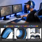 SoulBytes S9 -stereopelikuulokkeet PS4 PC:lle Xbox One PS5 -ohjain, melua vaimentavat korvakuulokkeet mikrofonilla, LED-valot, bassotilaääni, pehmeät muistikuulokkeet kannettavalle Mac-tietokoneelle Nintendo NES Gaming Blue