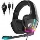 SoulBytes S12 Cuffie da gioco per Xbox One PS5 Switch Cuffie per PC con microfono Cuffie da gioco RGB dinamiche con effetto LED per computer Laptop 3,5 mm Stereo cablate Bass Over-Ear con microfono Nero