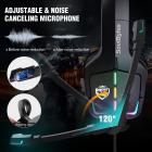 SoulBytes S12 Cuffie da gioco per Xbox One PS5 Switch Cuffie per PC con microfono Cuffie da gioco RGB dinamiche con effetto LED per computer Laptop 3,5 mm Stereo cablate Bass Over-Ear con microfono Nero