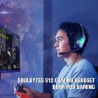 SoulBytes S12 Cuffie da gioco per Xbox One PS5 Switch Cuffie per PC con microfono Cuffie da gioco RGB dinamiche con effetto LED per computer Laptop 3,5 mm Stereo cablate Bass Over-Ear con microfono Nero