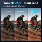 Motorcykel Bluetooth øretelefon med 2K kamera, F1,8 stor blænde, 360 ° optagelse, understøtter 6 ryttere med 1000M intercom motorcykel kommunikationssystem