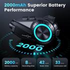 Motorcykel Bluetooth øretelefon med 2K kamera, F1,8 stor blænde, 360 ° optagelse, understøtter 6 ryttere med 1000M intercom motorcykel kommunikationssystem