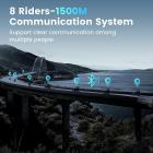 Motorcykel Bluetooth øretelefon med 2K kamera, F1,8 stor blænde, 360 ° optagelse, understøtter 6 ryttere med 1000M intercom motorcykel kommunikationssystem