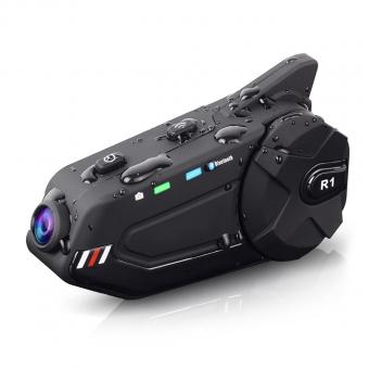 Casco motociclo Auricolare intercom Bluetooth, WiFi incorporato, con fotocamera 1080P, supporto 6 piloti con sistema di comunicazione intercom 1000M