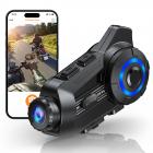 Auricolare Bluetooth per moto con fotocamera 2K 6 Riders Intercom Portata 2000m KentFaith