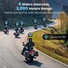 Auricolare Bluetooth per moto con fotocamera 2K 6 Riders Intercom Portata 2000m KentFaith