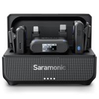 Microfono Lavalier senza fili Saramonico per Smartphone Camera 492ft Gamma 20h Durata della batteria