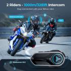 2 Riders Intercom Moottoripyörän kypärä Bluetooth-kuulokemikrofoni, jossa on äänen moniajo Musiikin jakaminen