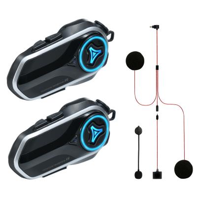 Casco para Motocicleta con Auriculares, Intercomunicador Bluetooth para 2 Pilotos, Intercomunicador Grupal Ilimitado por APP, Bluetooth 5.4, Emparejamiento Universal y Multitarea de Audio, Paquete de 2, Kentfaith