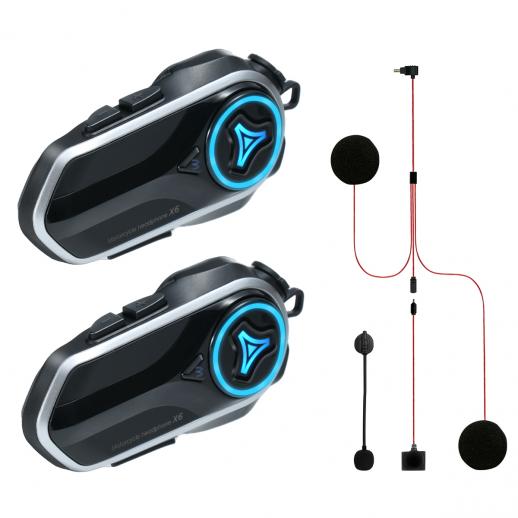 Capacete para Motocicleta com Headset, Intercomunicador Bluetooth para 2 Pilotos, Intercomunicador em Grupo Ilimitado via APP, Bluetooth 5.4, Emparelhamento Universal com Multitarefa de Áudio, Pacote com 2 Unidades, Kentfaith