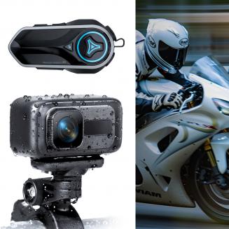 Combo Casco per Moto con Auricolare & Dash Cam per Moto, Interfono Bluetooth per 2 Piloti, Interfono Gruppo Illimitato via APP, Bluetooth 5.4, Dashcam per Moto con Risoluzione 2K, Angolo Largo 140°, Controllo WiFi, Alimentazione USB, Kentfaith