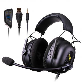 Auriculares para colocar sobre las orejas Auriculares para juegos con sonido envolvente 7.1 Funciona con PC, PS4 PRO, Xbox One S, teléfono celular Cancelación activa de ruido SOMIC con micrófono Auriculares para juegos con conector USB HI-FI