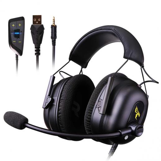 Fone de ouvido para jogos com som surround 7.1 Funciona com PC, PS4 PRO, Xbox One S, celular SOMIC Cancelamento de ruído ativo com microfone HI-FI USB Jack Fones de ouvido para jogos